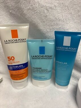 La Roche-Posay Bundle Sunscreen,Toleriane Double  Moisturizer,Effaclar Cleanser